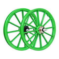 Roda 16 nylon raios c/eixo verde