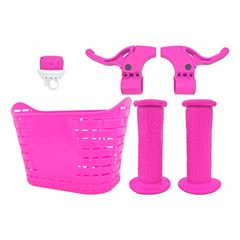 KIT 16 ACESSORIOS PLASTICOS S/RODA C/CESTA ROSA