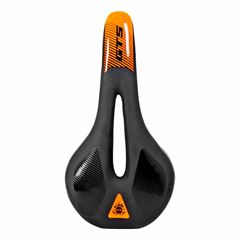 Selim + Lanterna usb mtb vazado neon laranja